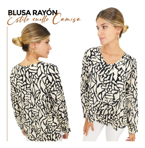 Imagen 7 de 10 de Blusa Mujer Fiesta Casual Dama Señora Estilo Cuello Camisa