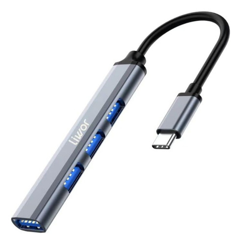 Adaptador Hubs 4 En 1 Tipo - Usb C Color Gris