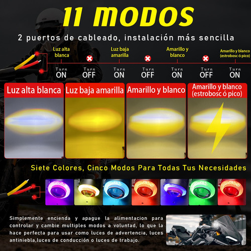 Par De Luces Auxiliares De Moto 5 Modos Con Estrobo Rgb