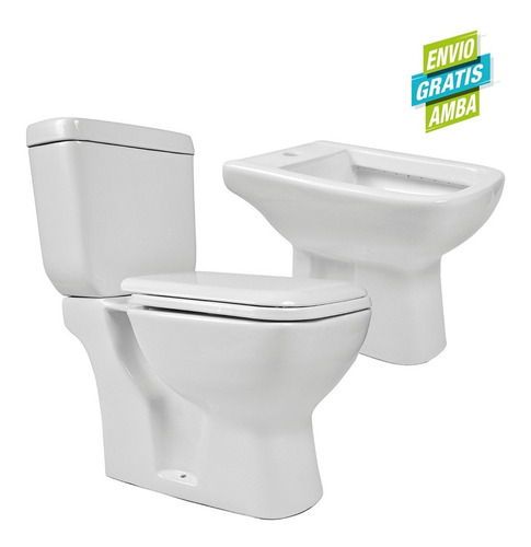 Combo Prunus Damara Inodoro Largo Deposito Dual Bidet Tapa