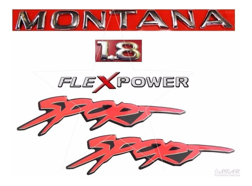 Emblemas Montana 1.8 Flex Sport - 03 À 06 - Modelo Original