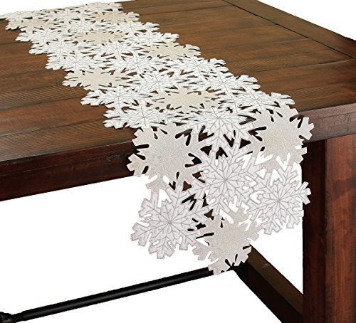 Xia Home Fashions Shimmer Snowflake Bordado Cutwork Christma