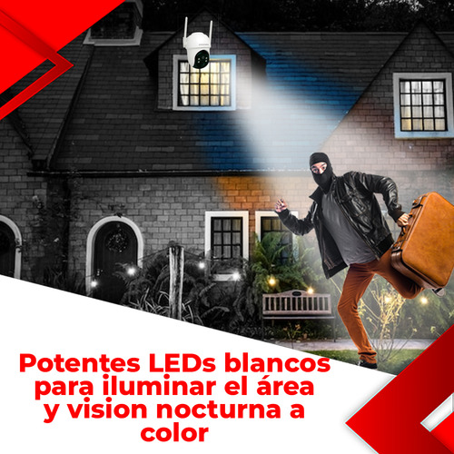 Cámara Seguridad 4g 2k Panel Solar Batería Recargable Audio Color Blanco