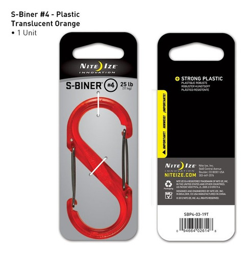 Imagen 2 de 2 de Mosquetón S-biner® Plastic Double Gated Carabiner #4 Orange