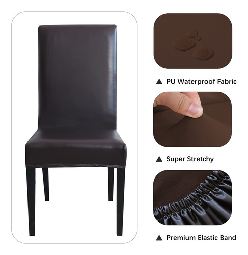 Fundas Para Silla De Comedor Piel Sintética Impermeable Café