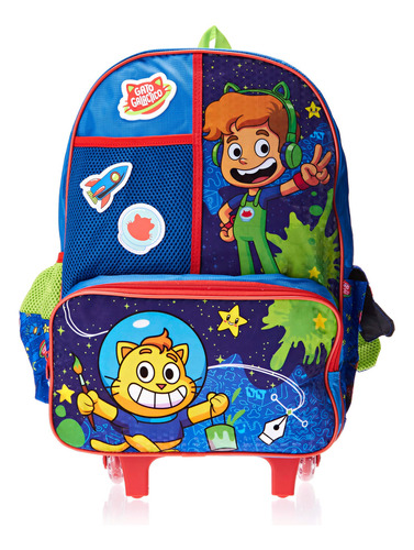 Mochila De Rodas Rodinhas Escolar Infantil Gato Galactico Cor Colorido