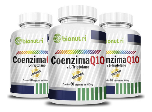 Kit 3x Coenzima Q10 60 Cápsulas 50Mg Bionutri