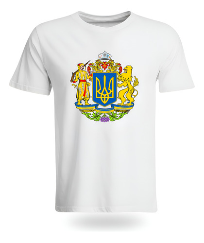Remera Ucrania Escudo De Armas Unisex Blanca