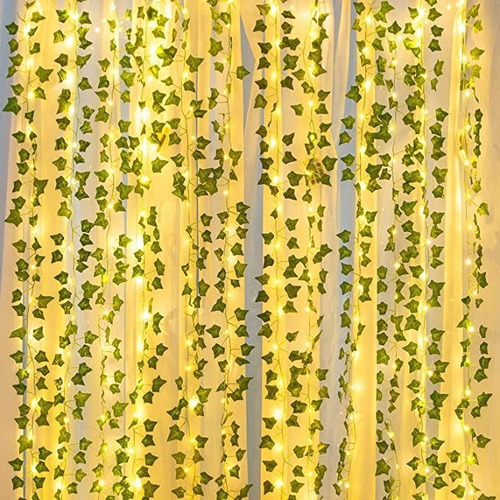 Cortina Decorativas De Luces Led Con Plantas Artificiales