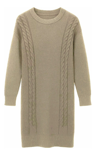 Maxi Sweater Vestido Mujer Invierno Manga Larga Tejido