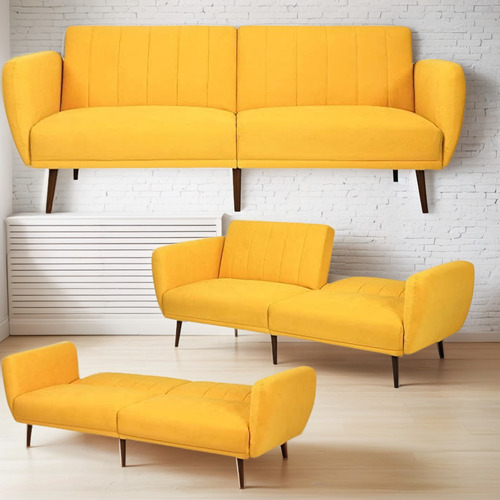 Sofa Cama Plegable Futon Color Amarillo Marca Giantex
