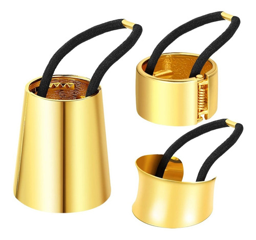 Accesorio Cubre Chongo Peinado Aro/ Pinza Coleta Metal 3pz F Color Dorado