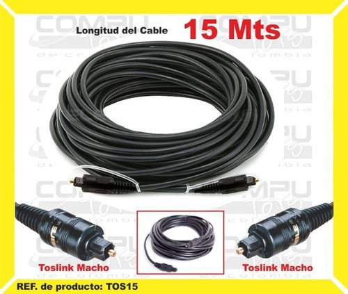Cable Toslink Fibra Optica Largo 15m Ref Tos15 Computoys Sas