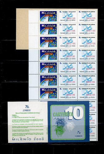 Sellos Postales De Chile. Milenio 2000. Sellos Clip Ds. 20.