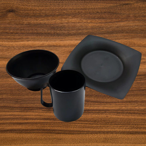 Kit 10 Prato Quadrado 10 Caneca 450ml E 10 Cumbucas 700ml