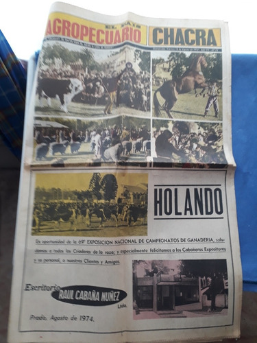 Antiguo Diario El Pais Agropecuario Chacra Del 16/8/1974