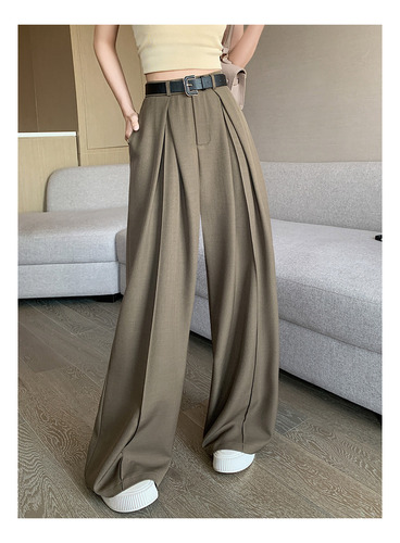 Pantalones De Mujer De Cintura Alta Y Pierna Recta De Talla