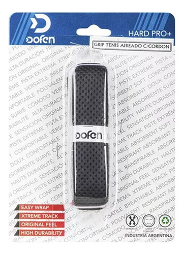 Grip Padel Aireado Dofen Adherente Con Cordon Mango Comfort Color Negro