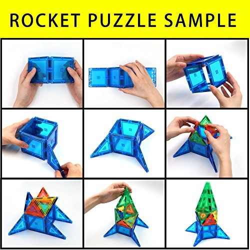 Imagen 4 de 5 de Cubo De Los Niños 60pcs Azulejos Magnéticos Set - Calidad Su