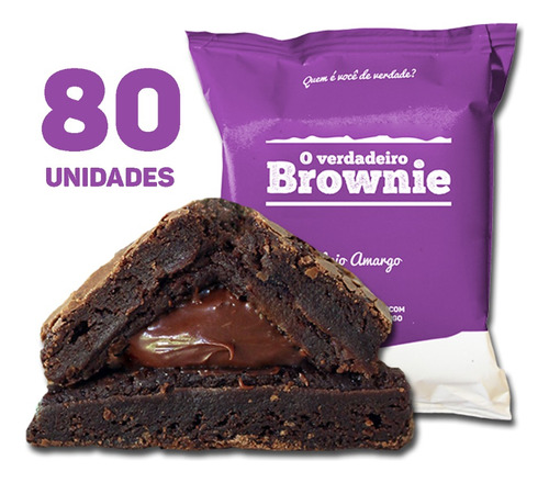 80 Brownies Sabor Meio Amargo - O Verdadeiro Brownie