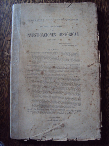 Boletin Instituto Investigaciones Históricas 1944 Txxviii