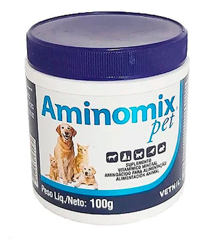 Suplemento Vitamínico Mineral Aminomix Pet 100gr. C/snack