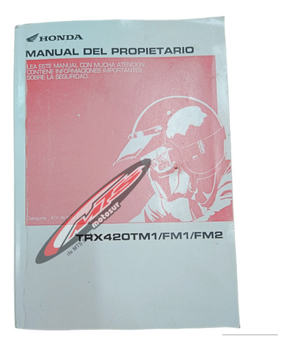 Manual Usuario Original Cuatri Honda Trx 420 Tm Fm Moto Sur