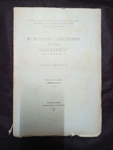 1094 Martiniano Eguizamon Y Su Egloga Calandria - J. Grifone