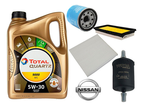 Kit Filtros Nissan March Versa + Aceite Total 9000 5w30 4l