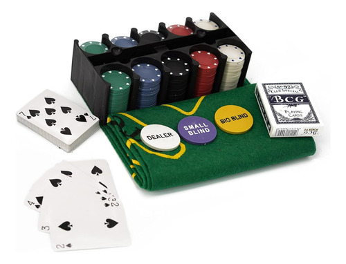 Juego De Poker 200 Fichas + Paño Black Jack Texas Holdem