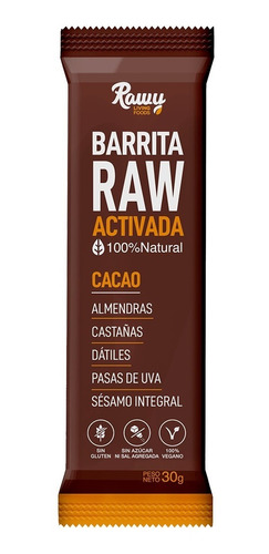Barritas Raw Activada De Cacao ,sin Gluten Y Veganas.