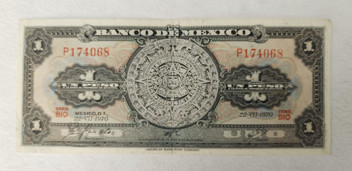Billete De Mexico 1 Peso Bank Note Buena Condición