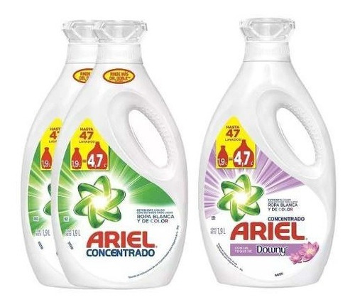 Pack 2 Detergente Ariel 1,9lt + 1 Detergente Ariel Downy 1,9