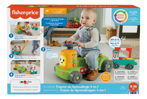 Fisher-price Juguete Para Bebés Tractor Aprendizaje 4 En 1 Multicolor