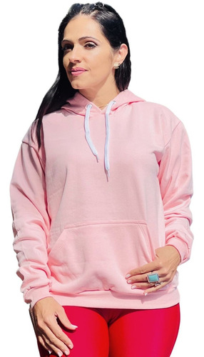 Imagem 5 de 6 de Blusa Moletom Canguru Feminino Blusa De Frio Lisa