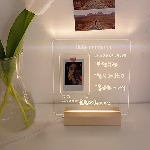 Tablero De Notas De Escritorio Acrílico Memo Borrable Led