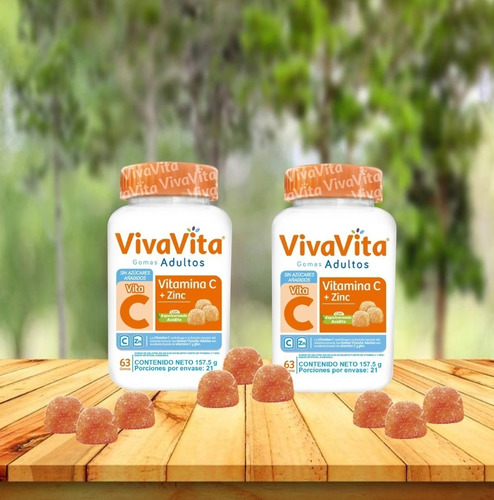 Imagen 3 de 3 de Vivavita Vita C + Zinc Adultos X 2 Tarro - g a $5