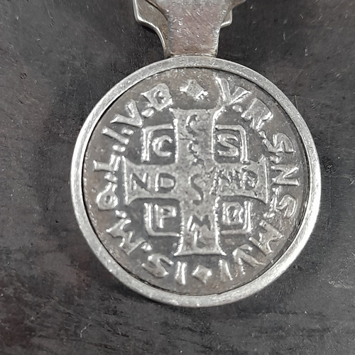 Imagem 2 de 5 de Medalha Pingente São Bento Em Prata, Antigo 2,3 Cm, 7 Gramas