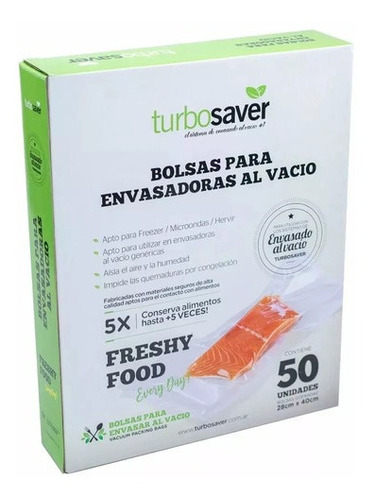 Bolsas Para Envasadora Al Vacío Turbosaver 50 Unid 28cmx40cm