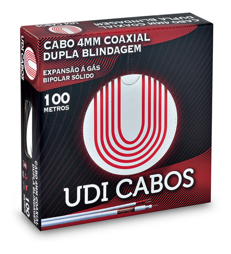 Cabo Coaxial Cftv Flexível 4mm Bipolar 2 Vias 80% Malha 100m