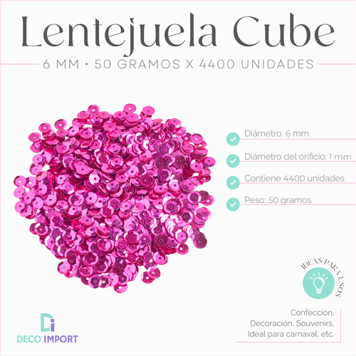 Lentejuela Cube 6mm X 50 Gramos - 4400 Unidades Confección