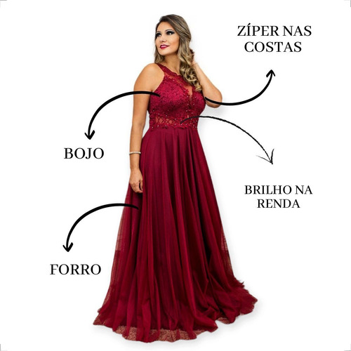 Vestido Rodado Princesa - Marsala - Madrinha Formatura