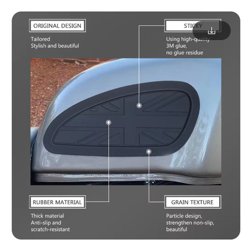 Pad Goma Protector Tanque Royal Triumph Guzzi Negro
