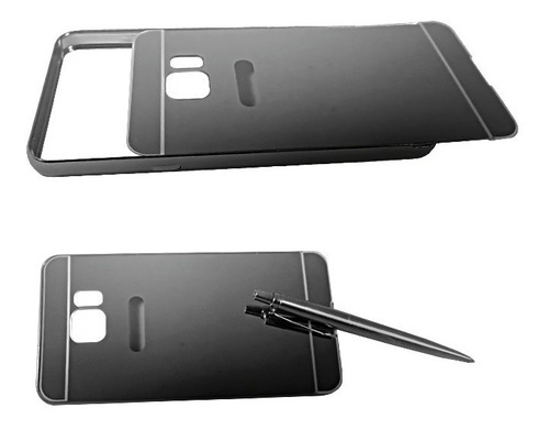Samsung Galaxy Note 5 Bumper Con Tapa Tipo Espejo Gris