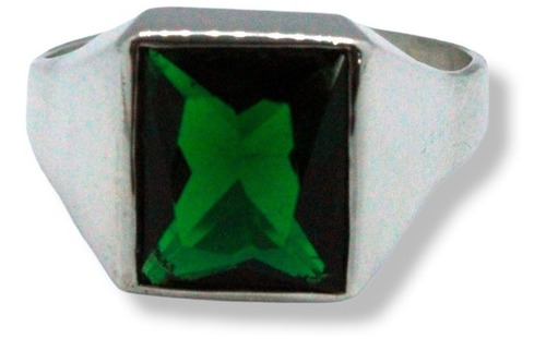 Anillo Carlos Piedra Verde Esmeralda 10x12mm Plata925 Hombre