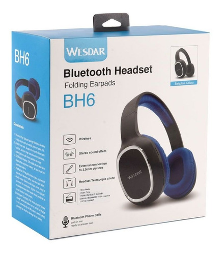 Imagen 3 de 7 de Auriculares Vincha Headset Wesdar Bh6 Bluetooth Microfono