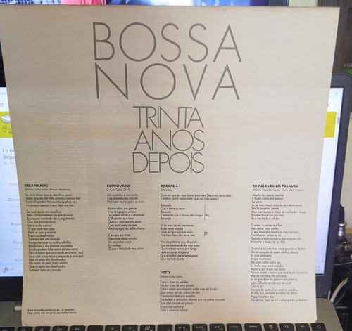 Lp Bossa Nova(30 Anos Depois)-0s Cariocas-nara Leão-elis-gal Estandar (Usado)