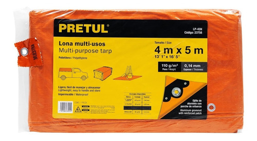 Lona Multiuso 4x5mt Pretul