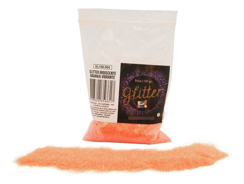 Glitter Gibre Givre Purpurina 100g Naranja Vibrante Iridis