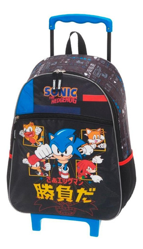 Mochila De Rodinhas Escolar Sonic Go Fast Preto - Pacific